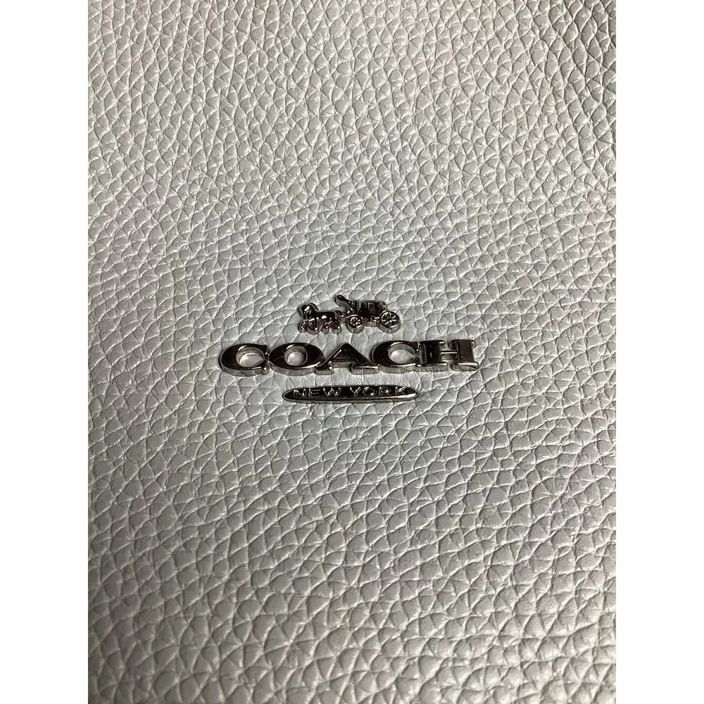 Coach Edie Turnlock Baby Blue Leather Triple Compartment Shoulder Bag